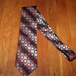 Grey & Red Square Men’s Neck Tie Alexander Julian Colours